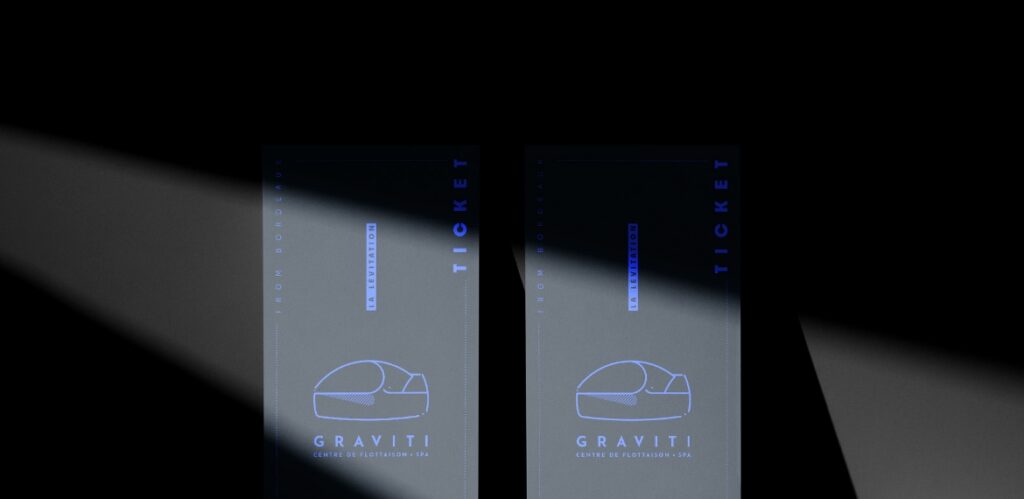 Graviti, identité visuelle et site web des cabines de flottaison