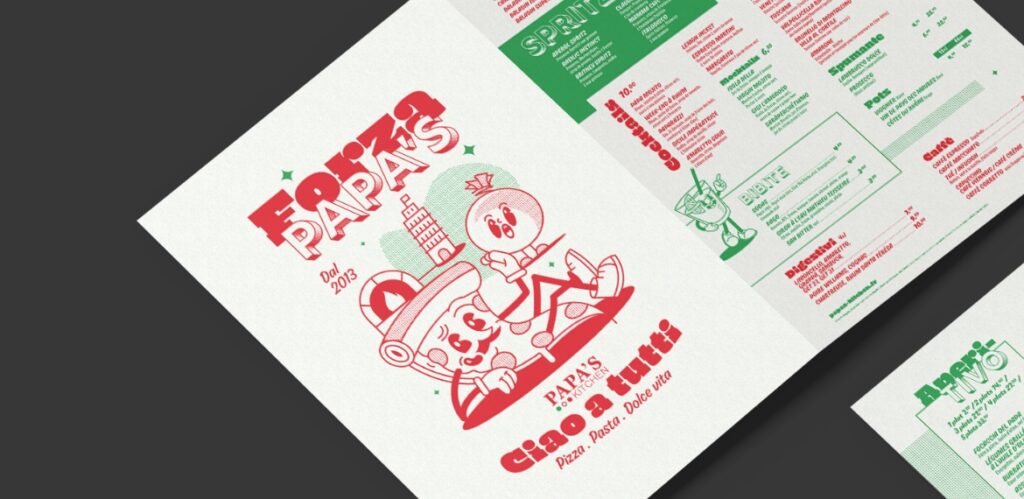 Papa's Kitchen, identité visuelle et site web de la trattoria